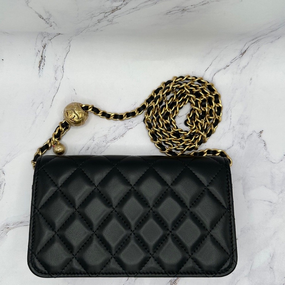 ❌❌ SOLD Chanel 23C Black Pearl Crush Gold Chain Adjustable Crossbody Handbag Bag - Picture 11 of 16